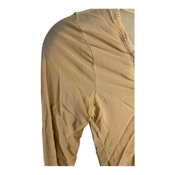 Frederick's of Hollywood Lola Lee Mesh Long Sleeve Sheer Teddy Latte M NWT‎ - Picture 6 of 10